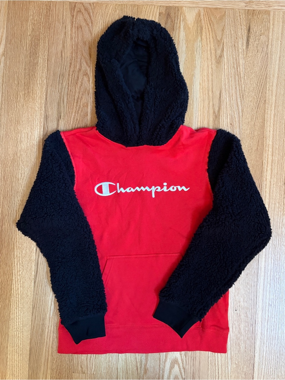 Champion Big Boys Sherpa Colorblocked Logo Hoodie